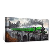 CXHOSTENT Train Canvas Wall Art Steam Train Wall Decor Vintage Railway Pictures Print Old Car Painting Poster Living Room Office Decor Frame (30.00 x 60.00 cms)