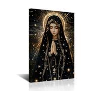 CXHOSTENT Virgin Mary Wall Art Catholic Pictures Our Lady of Guadalupe Painting Mary in Prayer Canvas Christian Prints for Church Prayer Room Decor Framed (Gold, 24L x 16W)