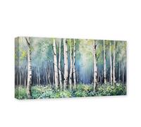 CXHOSTENT White Birch Tree Canvas Wall Art Green Forest Pictures Print Oil Painting Style Landscape Modern Living Room Decor Frame (Birch Tree - 3, 30.00 x 60.00 cms)