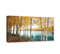 CXHOSTENT White Birch Tree Canvas Wall Art Yellow Forest Painting Print Lake Landscape Pictures Modern Living Room Decor Frame (Birch Tree - 1, 50.00 x 100.00 cms)