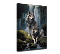 CXHOSTENT Wolf Wall Art Wolves in the Mountains Canvas Prints Wildlife Landscape Forest Paintings for Home Office Decor Framed (Wolf-2, 40.00 x 60.00 cms)