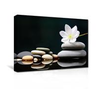 CXHOSTENT Zen Bathroom Wall Art Pebble Stones and White Floral on Water Canvas Prints Spa Paintings Framed Artwork for Spiritual Meditation Yoga Room (Zen-3, 40.00 x 60.00 cms)