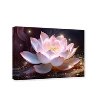 CXHOSTENT Zen Canvas Wall Art Lotus Flower Wall Decor Pink Floral Blooming Painting Spa Pictures Print Modern Bathroom Decor Frame (Lotus - 2, 30.00 x 45.00 cms)