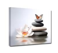 CXHOSTENT Zen Canvas Wall Art Lotus Flowers and Stones Pictures Art Prints Butterfly Spa Painting Bathroom Decor for Yoga Meditation Room Spiritual Gifts (Zen, 40.00 x 60.00 cms)