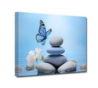 CXHOSTENT Zen Canvas Wall Art White Orchid and Stones Picture Prints Butterfly Spa Painting Bathroom Decor for Spiritual Meditation Yoga Room Framed (Zen-3, 70.00 x 105.00 cms)