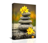 CXHOSTENT Zen Canvas Wall Art Zen Stone and Yellow Flower Pictures Prints Spa Paintings Bathroom Decor for Spiritual Meditation Yoga Room Framed (Zen-2, 30.00 x 45.00 cms)