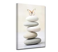 CXHOSTENT Zen Canvas Wall Art Zen Stone Bathroom Pictures Butterfly Canvas Print Spa Painting Framed Artwork for Yoga Meditation Room Spiritual Gift (Zen-1, 30.00 x 45.00 cms)