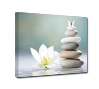 CXHOSTENT Zen Picture Bathroom Decor Bloom White Flower Canvas Prints Butterfly on Stone Wall Art Zen Room Decor for Yoga Meditation Room Spiritual Gift (Zen-4, 40.00 x 60.00 cms)