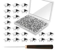CXIIPOL 1300 Pieces 10 mm Silver Pyramid Studs for Clothing, Four-jaw Square Metal Studs for Crafts, Spike Studs for Leather Crafting, Bags, Shoes, Dog Collars with Awl