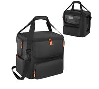 Cxinesbag Soft Padded Carrying Bag Compatible with BLUETTI AC180,Portable Power Station Storage Case with Multi-pockets,Side Zipper, Adjustable Shoulder Strap & Handle(Black, Without Wheels)