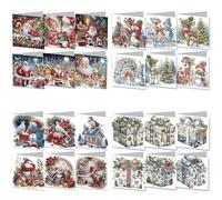 CXINLky 5D DIY Diamond Art Painting Cards, 2024 Christmas Diamond Art Painting Cards, 6 Pieces Christmas Card, Gift Card Christmas for Family, Lovers, Friends (4 Pieces)