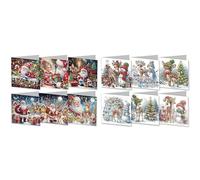 CXINLky 5D DIY Diamond Art Painting Cards, 2024 Christmas Diamond Art Painting Cards, 6 Pieces Christmas Card, Gift Card Christmas for Family, Lovers, Friends (2 Pieces-A)