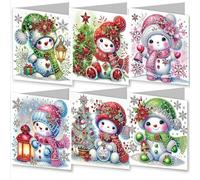 CXINLky 5D DIY Diamond Art Painting Christmas Cards, 2024 Novelties Diamond Art Christmas Cards with White Envelope, Cards Birthday, Gift Card Holidays -03-Snowman