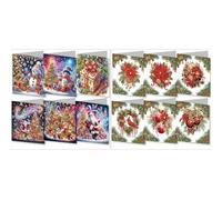 CXINLky 5D DIY Diamond Art Painting Christmas Cards, 2024 Novelties Diamond Art Christmas Cards with White Envelope, Cards Birthday, Gift Card Holidays -12 Pieces