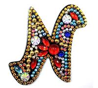 CXINLky 5D DIY Diamond Painting Keyring, Creative Letter Diamond Painting Gift Craft Set, Diamond Painting Pictures Sticker Pendant N