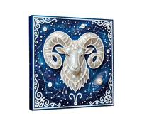 CXINLky Beads Art Painting, 5D 12 Zodiac Sign Pearl Art Set with Photo Frame and Frame Tools, Pictures Arts Craft for Home Wall Decor 25 x 25 cm - 01-Aries