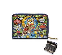 CXINLky Diamond Art Painting Card Case, 5D Diamond Art Premium PU Credit Card Holder with Zip, RFID Protection Slim Wallet Credit Card Holder, 07-Owl