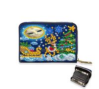 CXINLky Diamond Art Painting Card Case, 5D Diamond Art Premium PU Credit Card Holder with Zip, RFID Protection Slim Wallet Credit Card Holder, 06-Sled