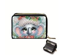CXINLky Diamond Art Painting Card Case, DIY Diamond Art Premium Credit Card Holder with Zip, RFID Protection Slim Wallet Credit Card Holder, 07 Elephant