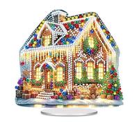 CXINLky DIY Diamond Art Christmas Table Decoration, 5D Diamond Painting Snowman Table Decoration, Diamond Painting Standing Art Set, Ornaments Gifts for Home Decoration 06 Gingerbread House