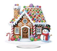 CXINLky DIY Diamond Art Christmas Table Decoration, 5D Diamond Painting Snowman Table Decoration, Diamond Painting Standing Art Set, Ornaments Gifts for Home Decoration 02 Gingerbread House