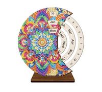 CXINLky DIY Diamond Art Painting Calendar Ornaments Table Decoration, 5D Diamond Painting Rotating Calendar Ornaments Made of Wood, Diamond Painting Christmas Countdown Ornaments Set-07-Mandala