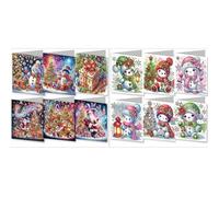 CXINLky DIY Diamond Art Painting Christmas Cards, 12-Piece Set with Envelopes, Mandala, Dog, Sea Life, Dragon, Owl, Flower, Bird Patterns - DIY Kit Greeting Cards