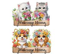 CXINLky DIY Diamond Art Painting Door Hooks with 3 Hooks, Diamond Painting Wall Hanging Pendant Kits Decoration, Diamond Art Painting Hooks No Drilling 2 Pieces A