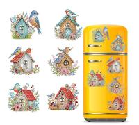 CXINLky DIY Diamond Art Painting Fridge Magnets, Creative Diamond Painting Fridge Magnets Kits Home Decoration for Whiteboard, Notice Board, Fridge, Magnetic Board 27 Bird House
