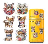 CXINLky DIY Diamond Art Painting Fridge Magnets, Elegant Animal Theme, 8-Piece Set, PVC & Crystal Acrylic Material, Home Decor, DIY Craft Kit