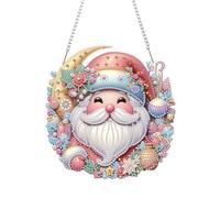 CXINLky DIY Diamond Art Painting Pendant with Chain, Diamond Painting Window Pictures, Santa Claus 5D Diamond Painting Wall Hanging Kits for Window Wall Garden Decor-01-Santa Claus