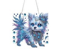 CXINLky DIY Diamond Art Painting Pendant with Chain, Special Shape Diamond Painting Valentine's Day Window Pictures, 5D Diamond Painting Wall Hanging Kits for Window Wall Garden Decor-03-Puppy