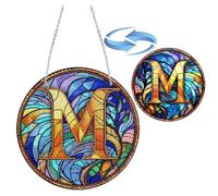 CXINLky DIY Diamond Art Painting Pendant with Necklace, Diamond Painting Window Pictures, Letter 5D Diamond Painting Wall Wallpaper Kits for Window, Wall, Entrance, Garden Decoration, M