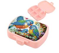 CXINLky DIY Diamond Art Painting Pill Box 6 Days Morning Evening, Portable Daily Pill Organiser with Compartments, Tablet Organiser for Medication, Vitamin 02 Bird