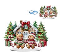 CXINLky DIY Diamond Art Painting Table Decoration, Creative Christmas 5D Diamond Art Painting Table Decoration, Diamond Painting Standing Art Set, Gifts Decorative 04 Gingerbread Man House
