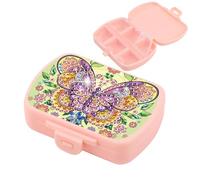 CXINLky DIY Diamond Art Painting Tablet Box 6 Days Morning Evening, Portable Daily Pill Organiser with Compartments, Tablet Organiser for Medication, Vitamin 11 Butterfly