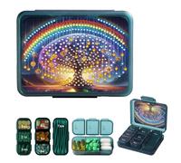 CXINLky DIY Diamond Art Painting Tablet Box 7 Days Morning Evening, Portable Daily Pill Organiser with Compartments, Tablet Organiser for Medication, Vitamins, 19 Rainbow Tree
