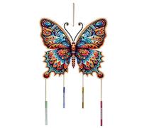 CXINLky DIY Diamond Painting Pendant with Chain, DIY Diamond Painting Wind Chime, Creative 5D Diamond Painting Wall Hanging Kits Wind Chime Pendant for Windows, Garden, Yard, 09 Butterfly