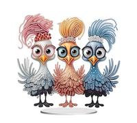 CXINLky DIY Diamond Painting Table Decoration, 5D Diamond Painting Animal Table Decoration, Creative Diamond Painting Ornaments, Gifts for Beginners, Home, Office Decoration, 05 Funny Chicken