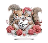CXINLky DIY Diamond Painting Table Decoration, 5D Diamond Painting Animal Table Decoration, Creative Diamond Painting Ornaments, Gifts for Beginners, Home, Office Decoration, 03 Squirrel Pair