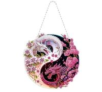 CXINLky DIY Diamond Painting Yin Yang Pendant with Chain, Diamond Painting Windows, Creative 5D Diamond Painting Kit, Wall Tapestry Kit for Window, Wall, Entrance, Garden