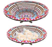 CXINLky DIY Mandala Dot Diamond Art Painting Round Wooden Serving Tray - Multicolor, 30 x 20 cm, 310g, Non-slip, Natural Finish, Food Use Only