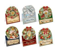 CXINLky Pack of 6 Beads Art Painting Christmas Types 06 Wreath | Creative DIY diamond art painting Christmas folding cards for personal Christmas greetings