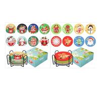 CXINLky Pack of 8 Diamond Art Painting Christmas Coasters with Holder, 5D Diamond Non-Slip Cup Coasters, Diamond Art Painting Coasters for Cups, Wine Glasses, Home Kitchen, 2 Pieces