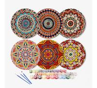 CXINLky Set of 6 Paint by Numbers Placemats, DIY Painting by Numbers Non-Slip Cup Coasters for Bowls, Pots, Pans, 10 Mandala