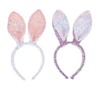 CXKPVFN 2 PCS Bunny Ears Hairband, Sequin Plush Rabbit Ears Headband, Glitter Easter Rabbit Ears Hairbands, Fancy Dress Costume Head Band, for Easter Halloween Christmas Cosplay Party, Multicolor