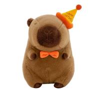 CXKPVFN Capybara Plush with Top Hat Happy Birthday Capybara Plush Toy Brown Capybara Stuffed Toy 25cm Simulation Animals Doll Capybara Pillow Gift for Kids