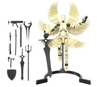 CXKPVFN T13 Action Figure Yellow Lucky 13 Action Figures 3D Printed Titan 13 Action Figure Age 3+ with Wings and Base 3D Printed Multi-Jointed Movable Robot Desktop Decorations for Game Lovers Toys