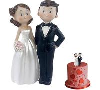 CXKPVFN Wedding Cake Toppers - Bride and Groom Figures, Small Resin Couple Doll for Cake Decoration, Valentine's Day Party, Desk Decoration (G)