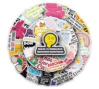 CXKS-50pcs Doodle Stickers with English Phrases Laptop Phone Scrapbook Water Bottle Suitcase Skateboard Guitar Journal Vinyl Waterproof Stickers